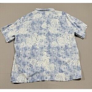 Caribbean Blue Floral Print Mens XL Short Sleeve Hawaiian Shirt